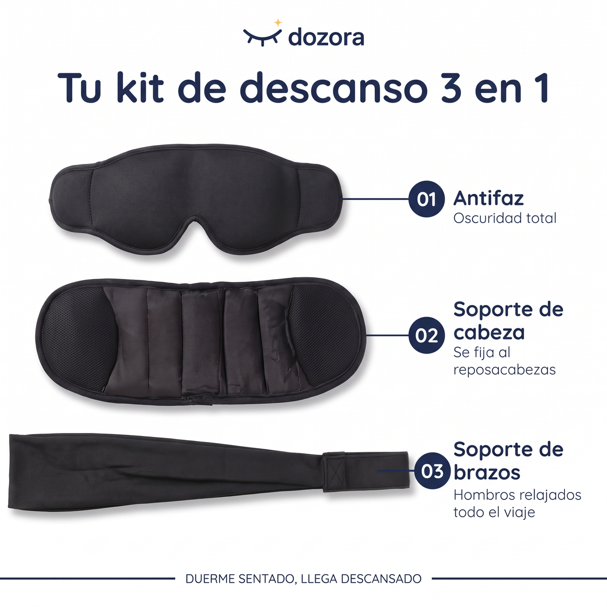 Dozora™ Kit 3 en 1 Para Dormir en Viajes